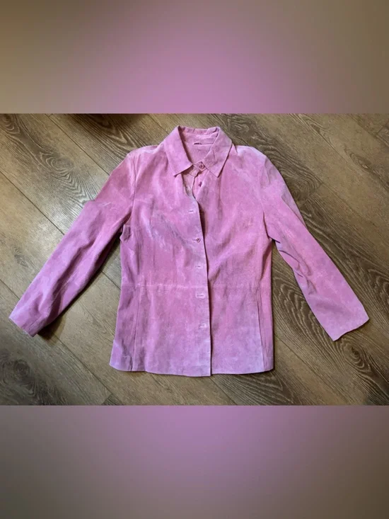 Pink Suede Button-Up Shacket - Picture 5 of 11